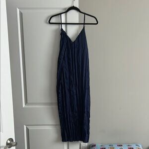 Zara Blue Pleated Slip Dress Spaghetti Strap